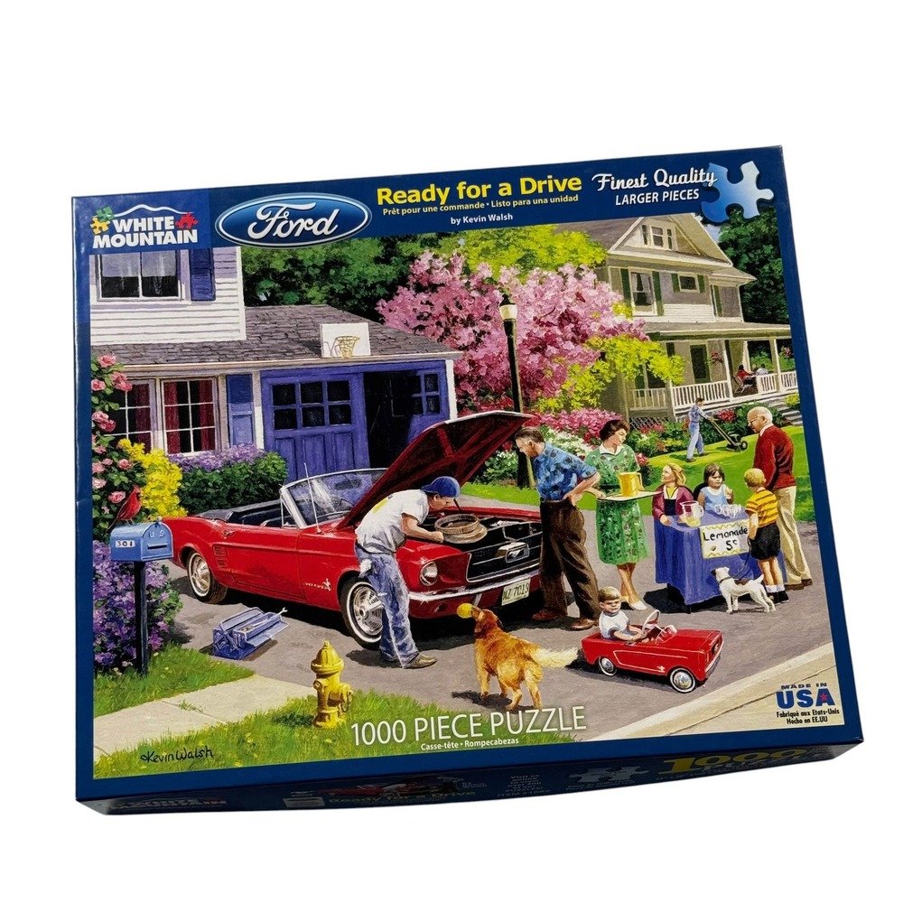 White Mountain Puzzles Ford Ready for a Drive 1000 Piece Kevin Walsh UNCOUNTED